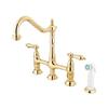 Elements of Design Polished Brass 13-in Lever-Handle Deck Mount Kitchen Faucet with White Sprayer