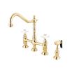 Elements of Design Polished Brass 13-in Lever-Handle Deck Mount Kitchen Faucet with Sprayer