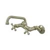 Elements of Design Satin Nickel 4.5-in Cross-Handle Wall Mount High-Arc Kitchen Faucet