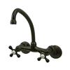 Elements of Design Oil Rubbed Bronze 9-in Cross-Handle Wall Mount High-Arc Kitchen Faucet