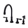 Elements of Design Oil-Rubbed Bronze 2-Handle Deck Mount High-Arc Kitchen Faucet With Spryaer