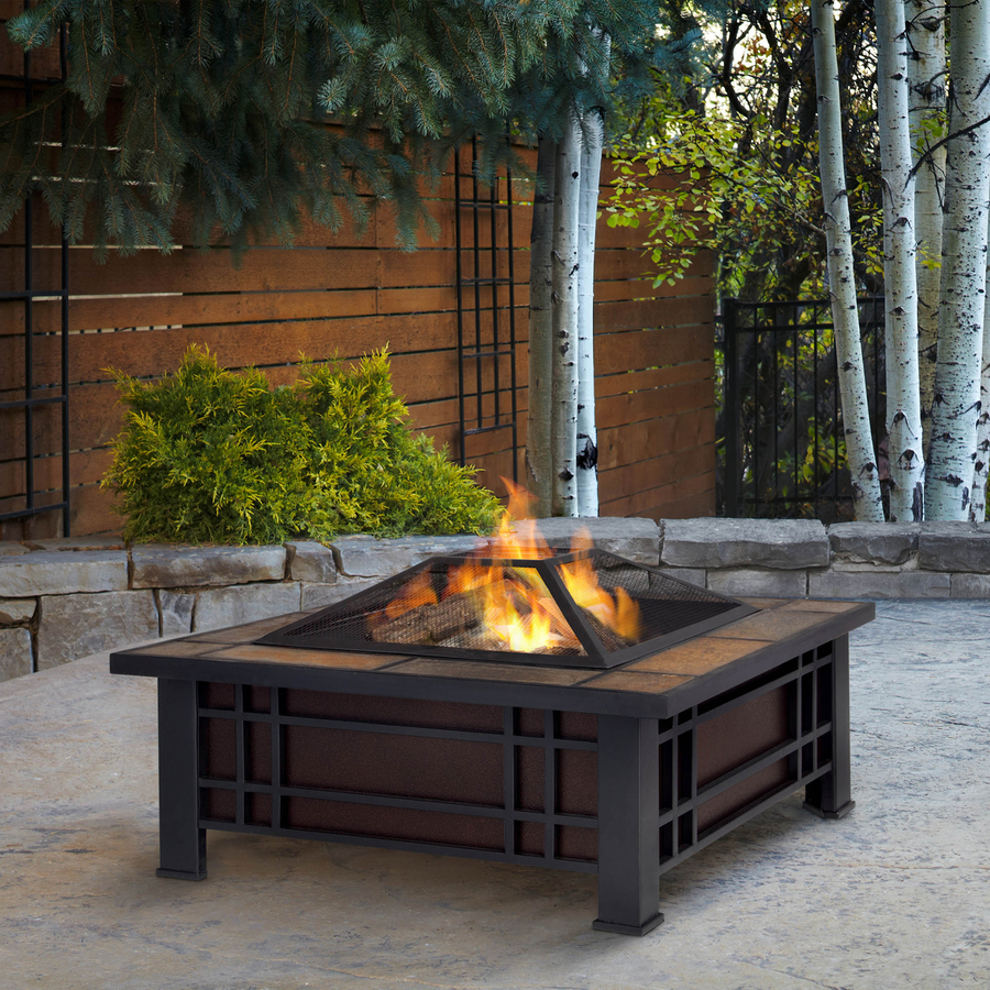 Image of Real Flame Black Steel Morrison Square Fire Pit