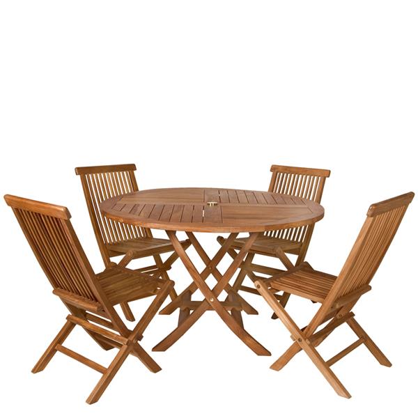 All Things Cedar Teak Round Table And 4, Round Patio Table And Chairs Canada