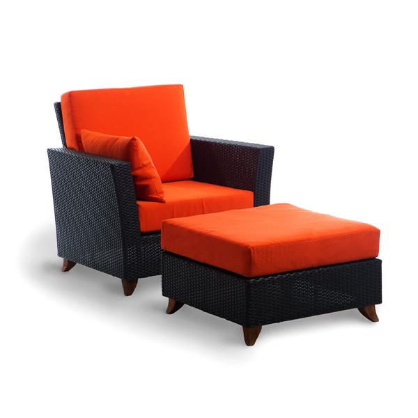 Orange Outdoor Rattan Chair And Ottoman, Outdoor Rattan Chairs Canada