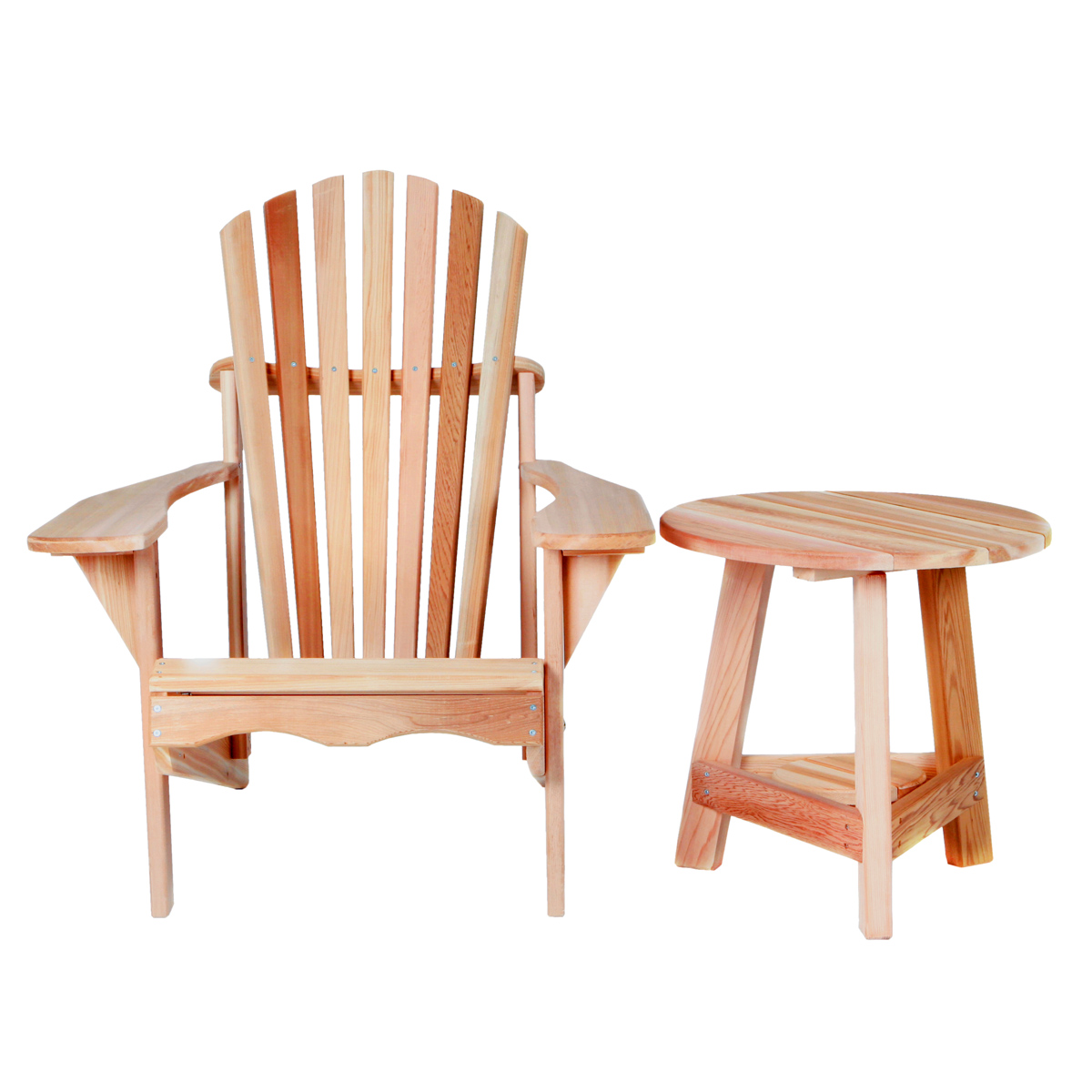 Image of All Things Cedar 2pc Clear Western Red Cedar Tripod Table and Adirondack Chair Set