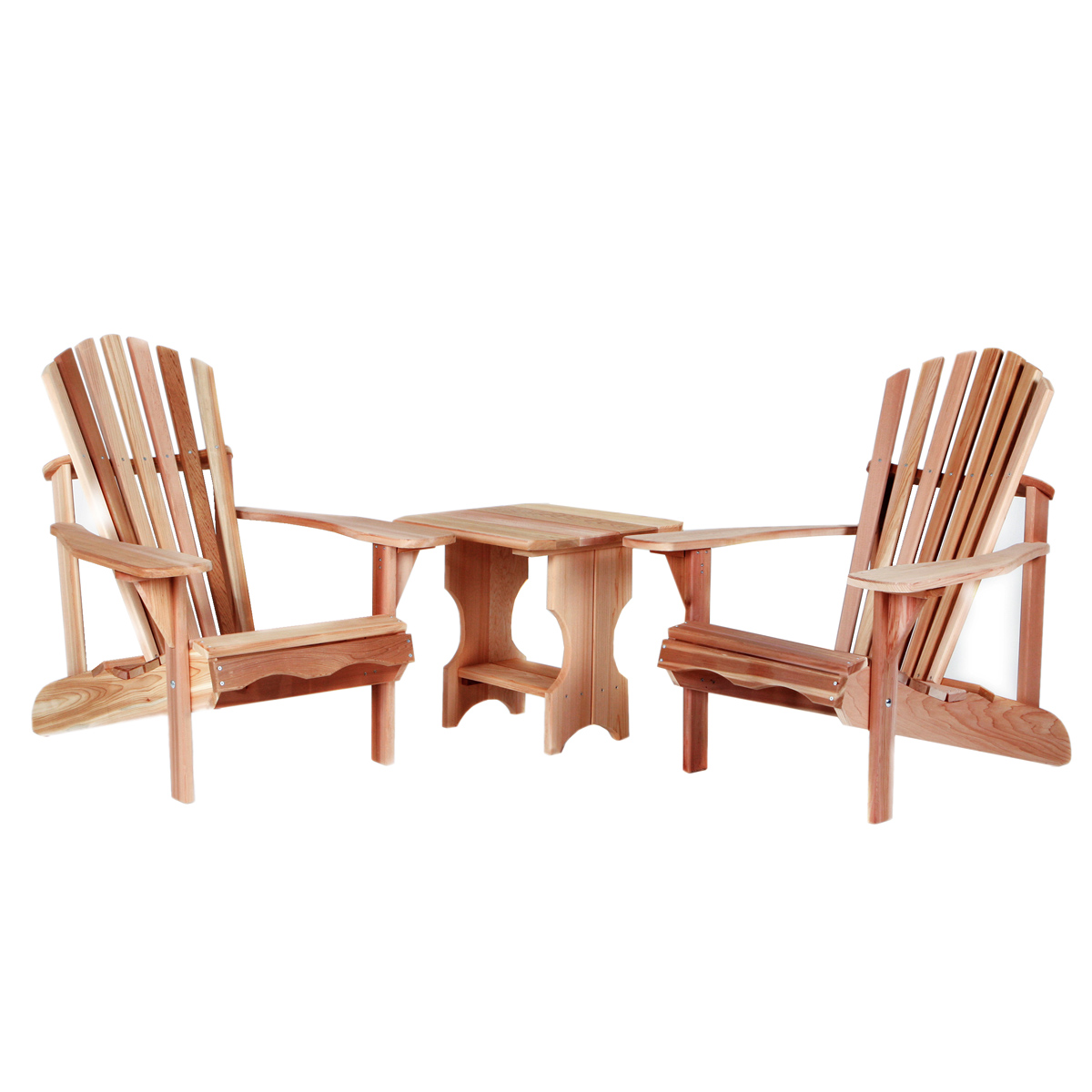 Image of All Things Cedar 3 pc Natural Adirondack Chair Set