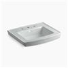 KOHLER Archer 23.94-in x 7.88-in Ice Grey Porcelain Pedestal Sink