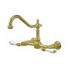 Elements of Design Wall Mounted Polished Brass Kitchen Faucet