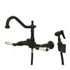 Elements of Design Wall Mounted Oil-Rubbed Bronze Kitchen Faucet With Sprayer