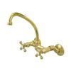 Elements of Design Adjustable Spread High Arc Polished Brass Wall Mounted Kitchen Faucet