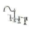 Elements of Design Restoration Center Chrome Two Handle Kitchen Faucet with Sprayer