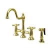 Elements of Design Restoration Center Brass Two Handle Kitchen Faucet With Sprayer