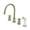 Elements of  Design Concord 11.50-in Satin Nickel Widespread Cross Handle Kitchen Faucet with Sprayer