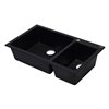 ALFI brand 33.88-in x 19.75-in Black Double Bowl Drop-in Granite Composite Kitchen Sink