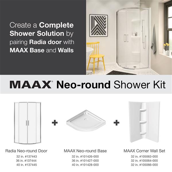 Maax Radia Neo Round 36 In X 72, Neo Round Shower Base