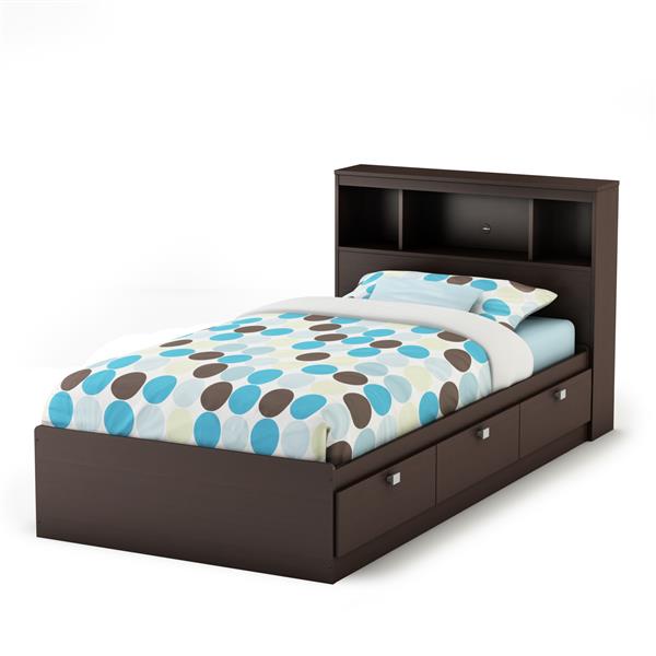 South S Furniture Chocolate Spark, Twin Bed With Drawers Canada