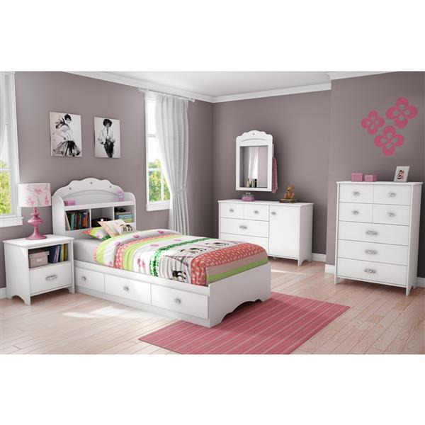Pure White Tiara Mates Twin Bed, Twin Bed With Drawers Canada