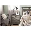 South Shore Furniture Versa Nightstand with Charging Station Grey Maple