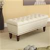Worldwide Home Furnishings !nspire 42.25-in Off-White/Brown Tufted Linen Fabric Double Storage Indoor Bench