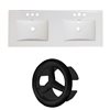 American Imaginations 59-in x 18-in White Ceramic Xena 4-in Centreset Vanity Top Set with Black Overflow Caps