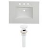 American Imaginations Flair 30.75 x 22.25-in White Ceramic Widespread Vanity Top Set White Sink Drain
