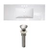 American Imaginations Flair 48.75 x 22-in White Ceramic 4-in Centerset Vanity Top Set Brushed Nickel Sink Drain