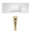 American Imaginations Flair 48.75 x 22-in White Ceramic Single Holed Vanity Top Set Gold Sink Drain