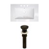 American Imaginations Flair 25 x 22-in White Ceramic Widespread Vanity Top Set Oil Rubbed Bronze Sink Drain