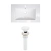 American Imaginations Vee 21-in x 18.5-in White Singlehole Ceramic Top Set With White Sink Drain
