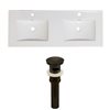 American Imaginations Xena 59-in x 18-in White Ceramic Single Hole Vanity Top Set with Oil Rubbed Bronze Sink Drains
