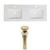 American Imaginations Xena 59-in x 18-in White Ceramic Single Hole Vanity Top Set with Gold Sink Drains