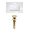American Imaginations Flair 23.75-in x 18.25-in White Ceramic Vanity Top Set 4-in Centreset Gold Bathroom Sink Drain