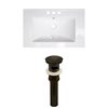 American Imaginations Roxy 24.25-in x 18.25-in White Ceramic Top Set with Oil Rubbed Bronze Sink Drain