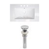 American Imaginations Roxy 32 x 18.25-in White Ceramic Widespread Vanity Top Set Chrome Sink Drain