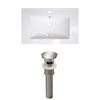American Imaginations Roxy 24.25-in x 18.25-in White Ceramic Top Set with Brushed Nickel Sink Drain Single Hole