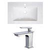 American Imaginations Vee 30-in x 18.5-in White Singlehole Ceramic Top Set With Chrome Faucet
