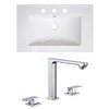 American Imaginations Vee 30-in x 18.5-in White Widespread Ceramic Top Set With Chrome Faucet