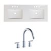 American Imaginations Xena Single Hole 48- in x 18.25- in White Ceramic Top Set With Faucets