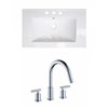 American Imaginations Roxy 32 x 18.25-in White Ceramic Widespread Vanity Top Set Chrome Bathroom Faucet
