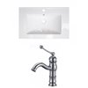 American Imaginations Roxy 24.25-in x 18.25-in White Ceramic Top Set with Chrome Faucet Single Hole