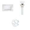 American Imaginations Flair 25 x 22-in White Ceramic Widespread Vanity Top Set White Sink Drain and Overflow Cap