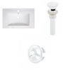 American Imaginations Vee 30-in x 18.5-in White Singlehole Ceramic Top Set With White Sink Drain And Overflow Cap
