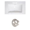 American Imaginations Vee 30-in White Ceramic Vanity Top Set with Brushed Nickel Overflow Cap