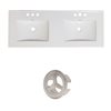 American Imaginations 48-in White Double Sink Widespread Ceramic Top Set With Brushed Nickel Overflow Cap