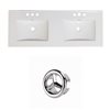 American Imaginations 48-in White Double Sink Widespread Ceramic Top Set With Chrome Overflow Cap
