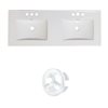 American Imaginations 48-in White Double Sink Widespread Ceramic Top Set With White Overflow Cap