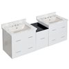 American Imaginations White 61.5-in Xena Double Sink Bathroom Vanity with White Marble Top