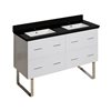 American Imaginations Xena White and Black Double Sink 47-in Bathroom Vanity with Quartz Top