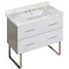 American Imaginations Xena White Single Sink 36-in Bathroom Vanity with White Marble Top