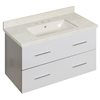 Xena White Single Sink 36-in Bathroom Vanity with Beige Marble Top by American Imaginations